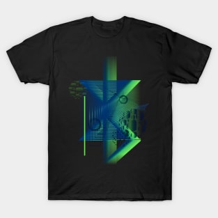 Galaxy Space Geometric blue abstract T-Shirt